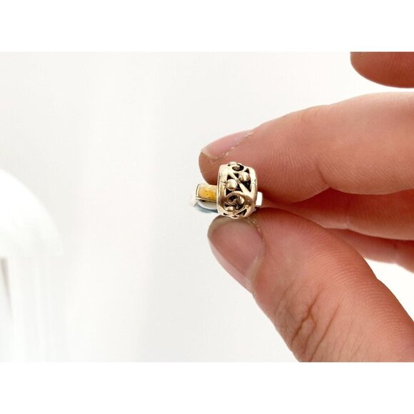 Geometric Malachite, Mother of Pearl & Blue Quartz 925 Sterling Vintage Pendant - Picture 9 of 10